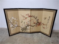 Vintage Hand Painted 4 Panel Divider