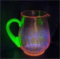 Mid Century Uranium & Pink Optic Pitcher,