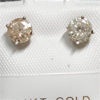 Certified 14K Diamond(0.8Ct, I2-I3, J-K) Earrings