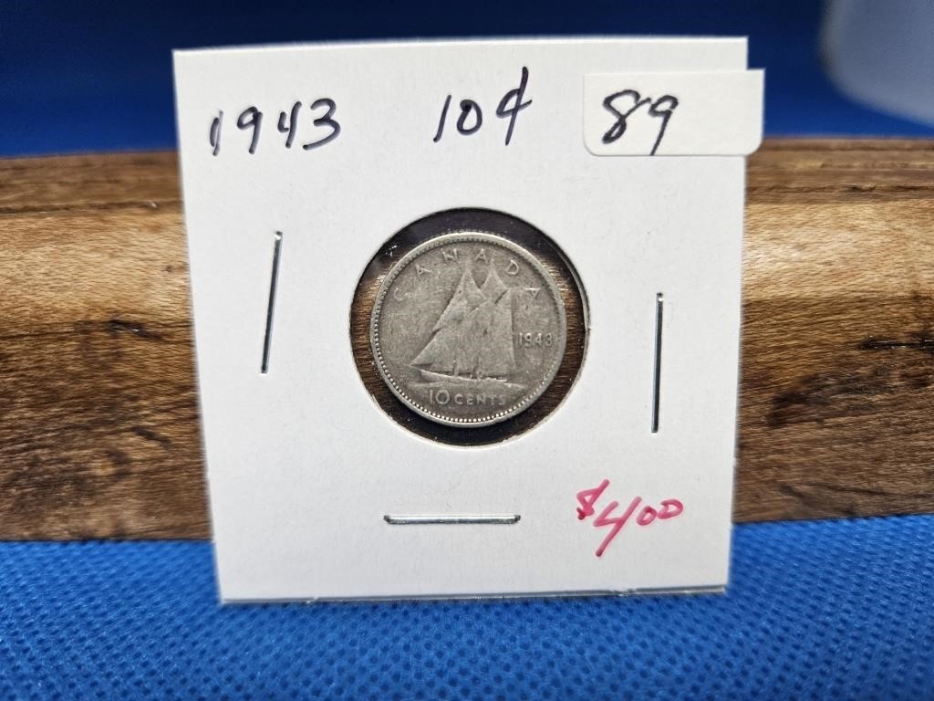 1-1943 10 CENT SILVER COIN