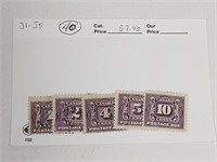 Canada J1-J5 cancelled postage dues