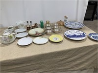 Glassware, metal cups, S&P shakers, plates, 3