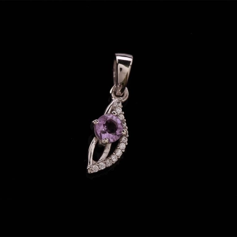 Amethyst & White Zircon Sterling Silver Pendant