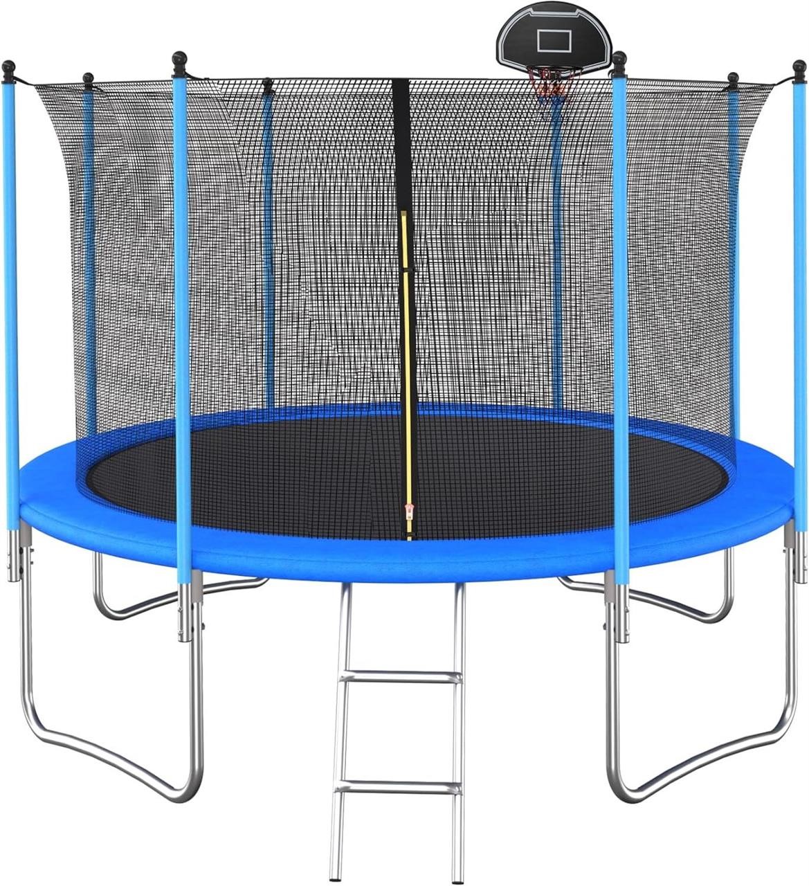 Trampoline 12FT with Basketball Hoop Enclosure Net