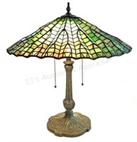 Tiffany Lotus Leaf Reproduction Stained Glass Lamp