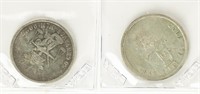 Coin (2) Mexico 50 Centavos 1887