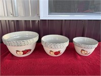 Three apple mixing bowls