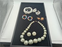 Glass costume jewelry bracelet brooches earrings