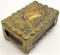Antique Victorian Brass Match Box Holder