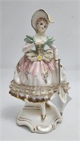 Victorian Woman Porcelain Figurine H: 9"
