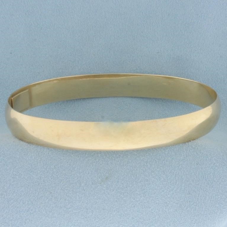 Heavy Solid Bangle Bracelet in 14k Yellow Gold