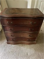 ANTIQUE 4 DRAWER CHEST WITH LEATHER TOP