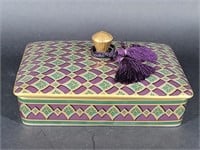 Neiman Marcus Purple Tassel Porcelain Trinket Box