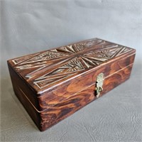 Wooden Trinket Box w/Carved Top