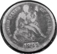 1891 SEATED DIME VG