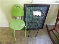Chair, Plant Stand, Pictures