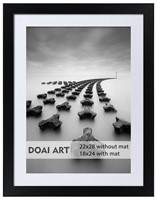 DOAI ART 22x28 Poster Frame Black without Mat or 1