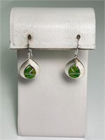 Sterling Apple Turq/White opal Earrings 4 Grams