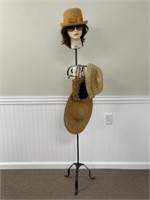 Vintage Mannequin, 3 Hats, 2 Purses & Stand