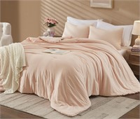 Queen Comforter Set, 3 Piece Pink