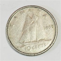 Silver 1959 Canada 10 Cent Coin