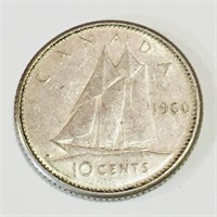 Silver 1960 Canada 10 Cent Coin