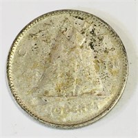 Silver 1951 Canada 10 Cent Coin