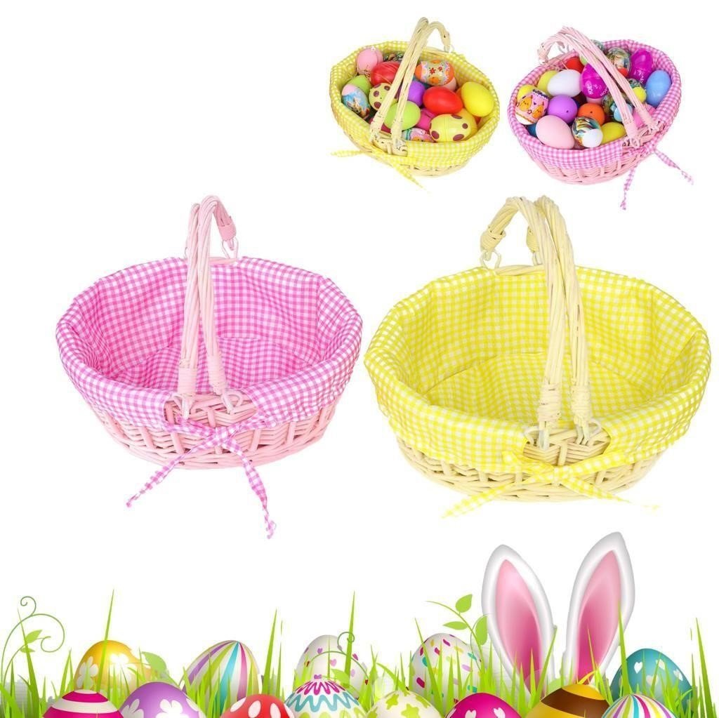 2 Pcs Easter wicker Baskets, Easter Eggs Basket