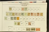 Monaco Stamps Used and Mint hinged on old pages, v