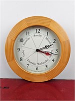Weekday Wood Framed Clock 12" wide