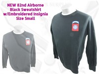 New Military Black 82nd Airborne Sweatshirt S HC1