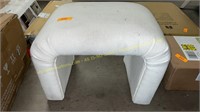 Upholstered Foot Stool, White (DAMAGED/USED)