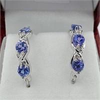 STERLING SILVER 4MM X 4MM GENUINE TANZANITE