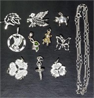 10 Sterling Silver Pendants With Chain