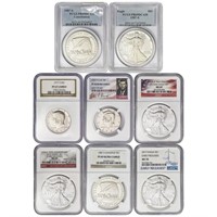 1971-2017 [8] US Varied Silver Coinage PCGS/NGC
