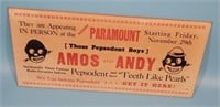Amos & Andy Toledo Paramount Pepsodent Ad Sign