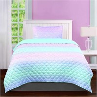 2 PIECES OF SIZE TWIN KIDS RULE MERMAID QUILT SET
