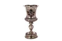 CONTINENTAL SILVER KIDDUSH CUP WITH AGATE MOUNT