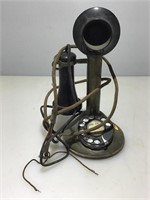 Vtg. Rotary Dial Brass Candlestick Phone