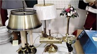 5 brass vintage lamps