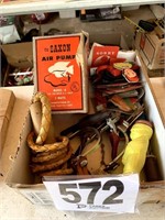 Box Of Vintage Stirrups And Miscellaneous