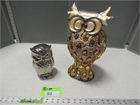 2 Decorative owls; larger one is metal