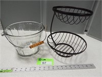 2 Tiered basket and a glass bucket