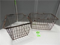 2 Antique wire baskets