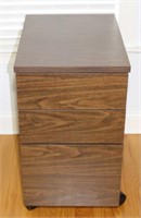 rolling three drawer formica file cabinet