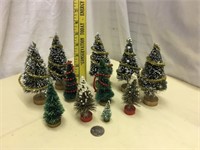 Group Vintage Bottle Brush Christmas Trees