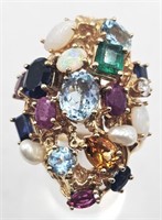 Beautiful 14K Gold Ring with Multiple Gemstones