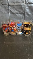 1977 Set Of 4 Marvel Glasses Thor, Spider Man,
