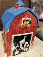 Barn cookie jar ( some chips)
