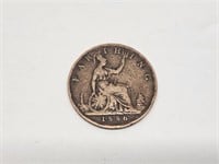 1886 Great Britain 1 Farthing Coin